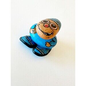 Vintage 1970's Stoney Maloney Football Player Pet Rock Blue